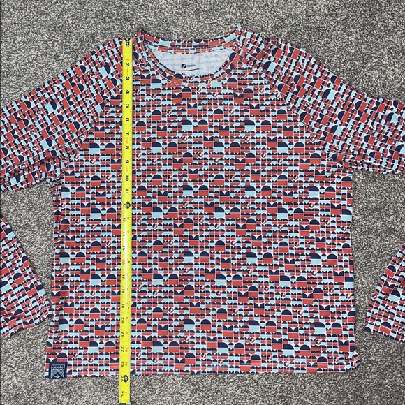 Oiselle Orange Red Blue Patterned Long Sleeve Top XL - Picture 4 of 7